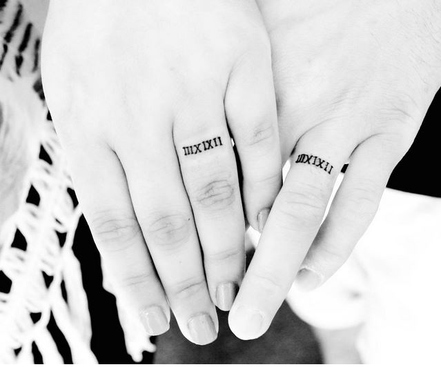 Matching Ring Finger Initial Tattoos for Couples - wide 11
